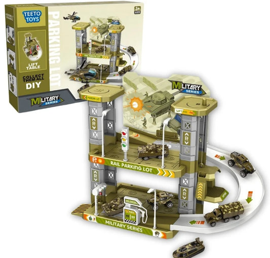 Little Nest Co. Army Car Parking Lot Playset