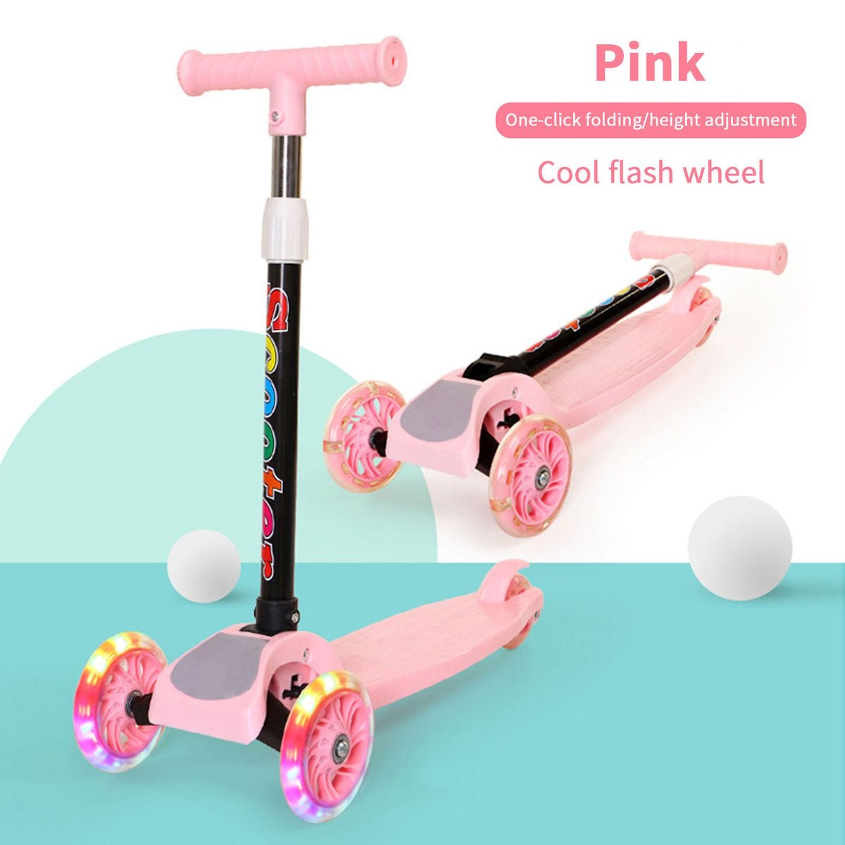 Little Nest Co. Kids Folding Scooter with Flashing Lights Wheels