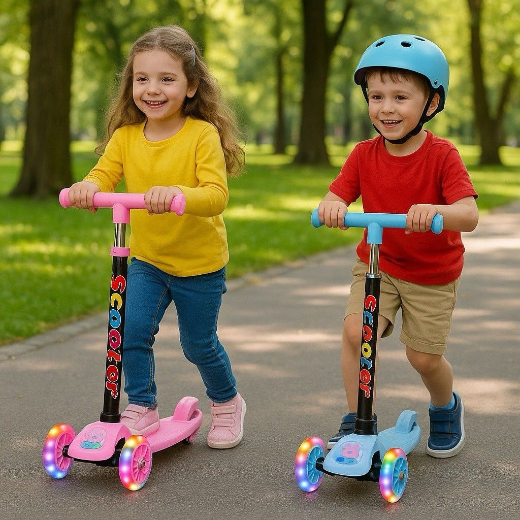 Little Nest Co. Kids Folding Scooter with Flashing Lights Wheels